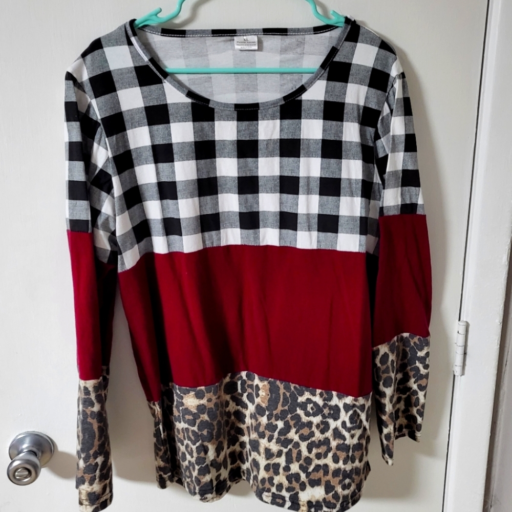 Plaid cheetah shirt